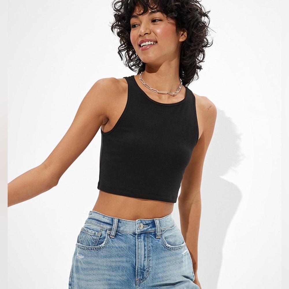 American Eagle Black Ribbed TankTop